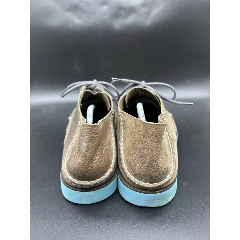 Sperry Top Sider Mens 12 M Dark Brown Leather Oxfords Blue Laces Soles
